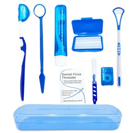 Kit de cuidado ortodóntico portátil para aparatos ortopédicos, cepillo interdental, cera dental, kit de limpieza de cepillo dental (azul)