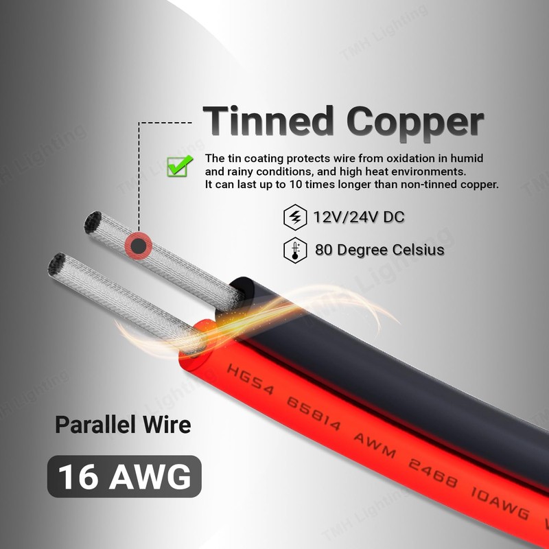 TMH 16 AWG 2pin 2 Color Red Black Cable 20