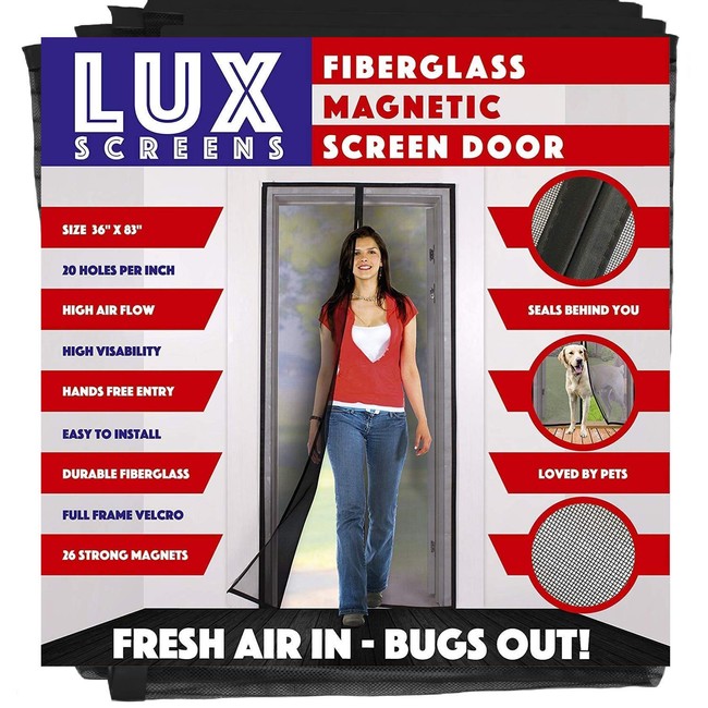 Magnetic Screen Door New Patent Pending Design Full Frame Velcro & Fiberglass Mesh Not Polyester This Instant Retractable Bug Screen Opens and Closes Like Magic It's The Last Screen You'll Need