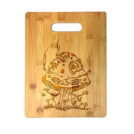 High Mushroom Funny Shroom Smoking Joint Cartoon Laser Engraved Bamboo Cutting Board - Wedding, Housewarming, Anniversary, Birthday, Father's Day, Gift