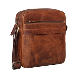 STILORD 'Craig' Men's Shoulder Bag Small Leather Shoulder Bag Men's Handbag for 10.1 Inch Genuine Vintage Cowhide Leather, Kara - Cognac, shoulder bag
