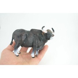 Collectible Wildlife Gifts Gaur Bull Toy, Black, Realistic Hand Painted Rubber Cow, 6 Inches CH937 BB206