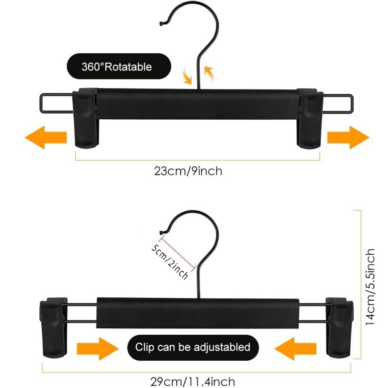 NORTHERN BROTHERS Pants Hangers 10 Pack – Black Plastic Pant