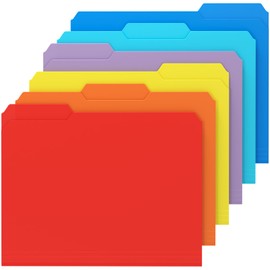 KTRIO 6 Pack Plastic File Folders Colored File Folders Letter Size - 6 Assorted Colors Poly File Folders, Heavy Duty Colored File Folders with Erasable 1/3-Cut Tab for Office School Home Organization