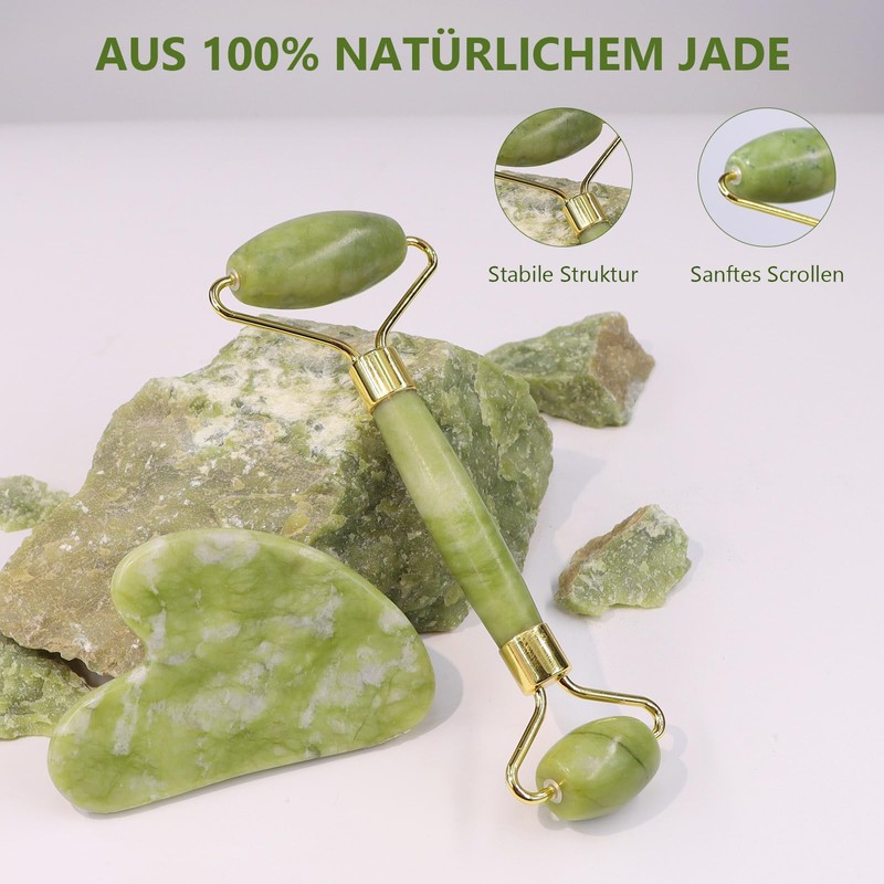 GUGUG Gua Sha Stone and Face Jade Roller Set for