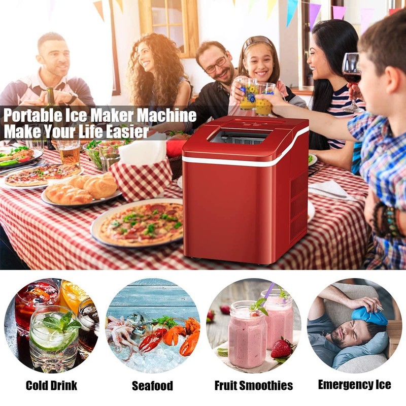 Posdutti Ice Maker Machine for Countertop, Bullet-Shaped Ice Cubes Ready