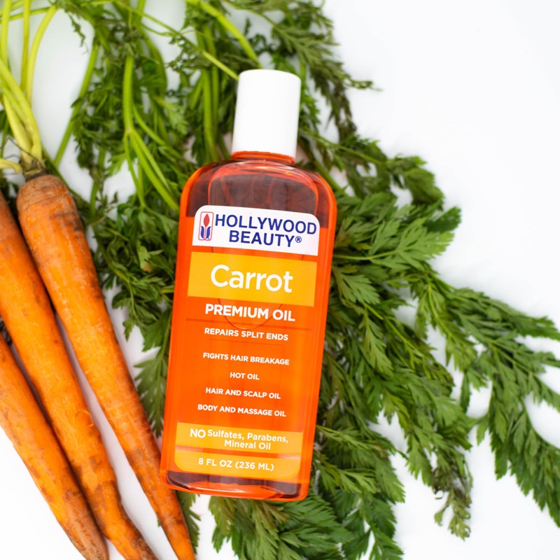 Hollywood Beauty Carrot Hair Oil, 8oz Bottle, Hair, Scalp, Skin,