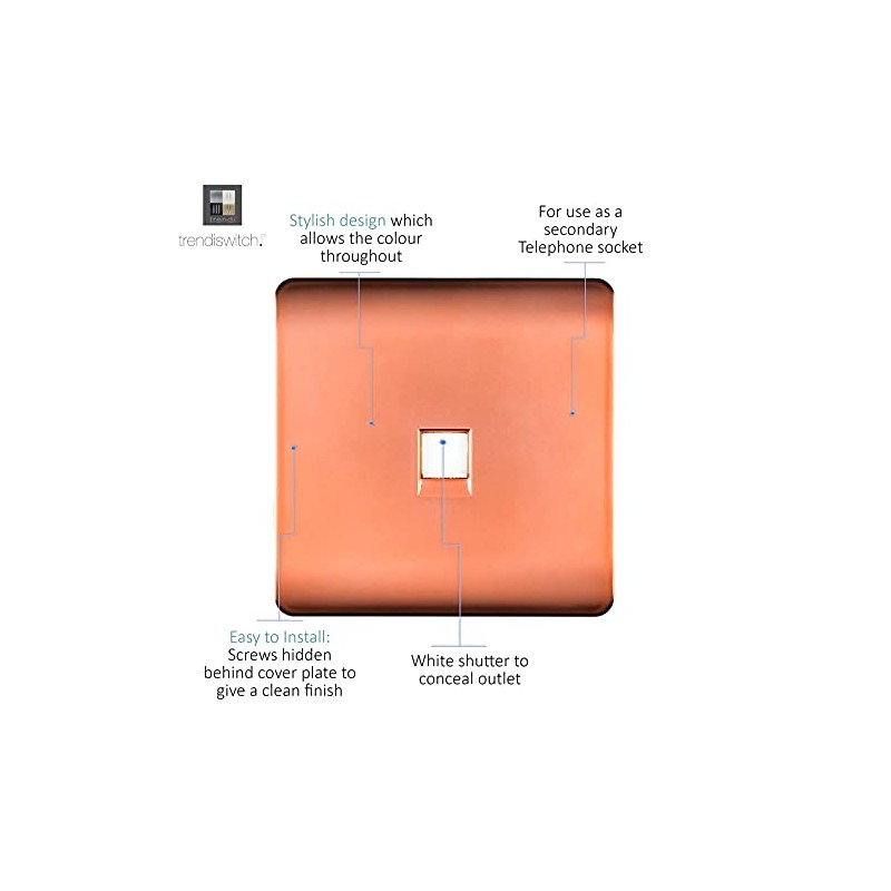 Trendi Artistic Modern Telephone Socket in Copper