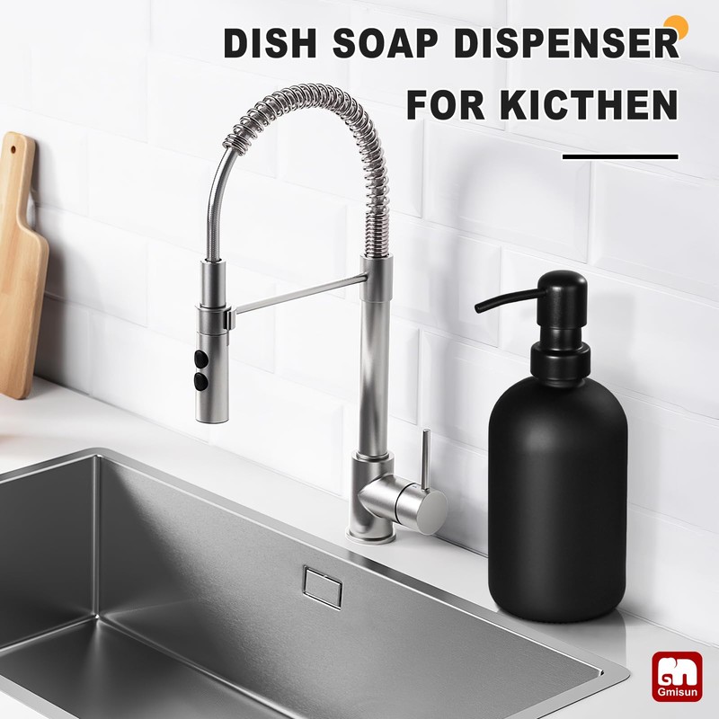 GMISUN Black Soap Dispenser, Dish/Hand Soap Dispenser with Matte Black