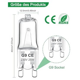 AUZOSL AUZOSL G9 Halogen Leuchtmittel, 33W, 230V, Energiesparend, Dimmbar, 440lm, Warmwei? 2700K, fr Backofen, Mikrowelle, Herd, 12 Stck