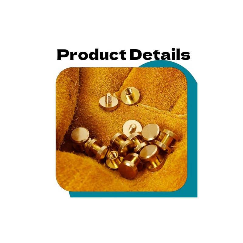 Zhooooonglf Brass Chicago Screws 8×4×4mm 20Pack Rivets Bookbinding Stud Screws
