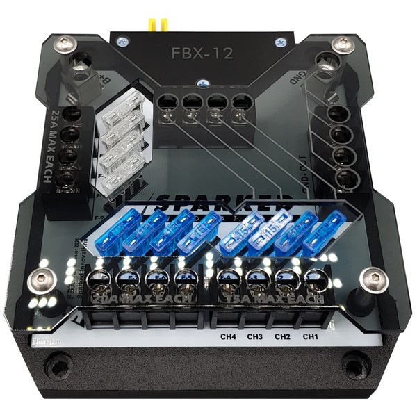 Sparked Innovations FBX-12 Twelve-Channel 12VDC Automotive Fuse Box With Four