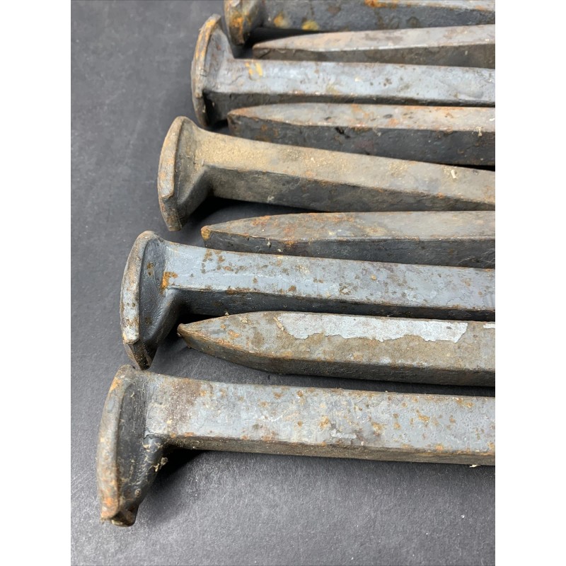10 Railroad Spikes - Little Surface Rust - New -