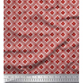 Soimoi Cotton Canvas Fabric Floral & Geometric Ethnic Decor Fabric Printed metre 42 Inch Wide