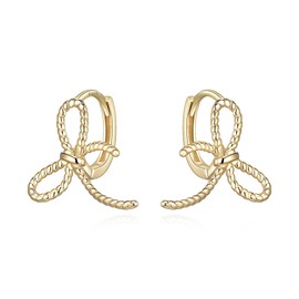 Cosol Silver Gold Bow Hoop Earrings 925 Sterling Small Bowknot Huggie Jewelry Gifts for Women Teen Sensitive Ears