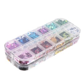 Vaguelly 2 Boxes Heart Shining Sequin Paillette Nail Art Decor for Manicure DIY Nail Design Accessories for Parties and Festivals Iridescent Glitter Flakes