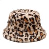 Women's Leopard Print Faux Fur Bucket Hat Fluffy Winter Warmer