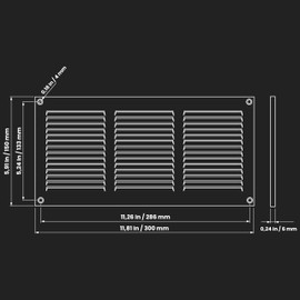 Repa Market Brown Air Vent Cover 12" x 6" Inch (Outer Dimensions) - Steel Return Air Grilles - for Ceiling and Sidewall - HVAC - with Protection Screen (11.81'' x 5.90'' Inch)