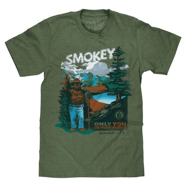 Tee Luv Men's Smokey Bear Only You Can Prevent Wildfires