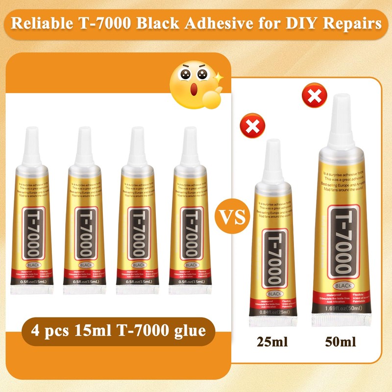 T-7000 Black Glue Adhesive, 4 x 15ML T7000 Adhesive Glue