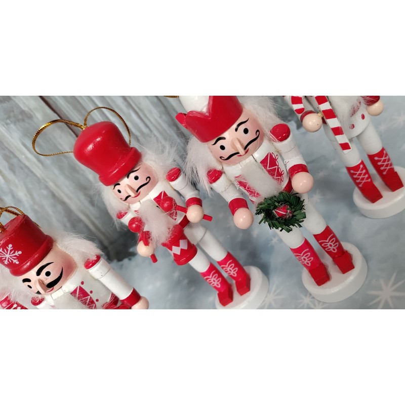 Premier Set Of 5 Nutcracker Christmas Decorations Wooden Tree Decorations