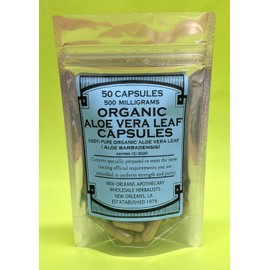 Organic Aloe Vera Leaf Capsules 500 Mg (Aloe Barbadensis)