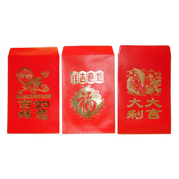Feng Shui Import 3 X Chinese Red Envelopes, Pack of 50 in 3 Designs
