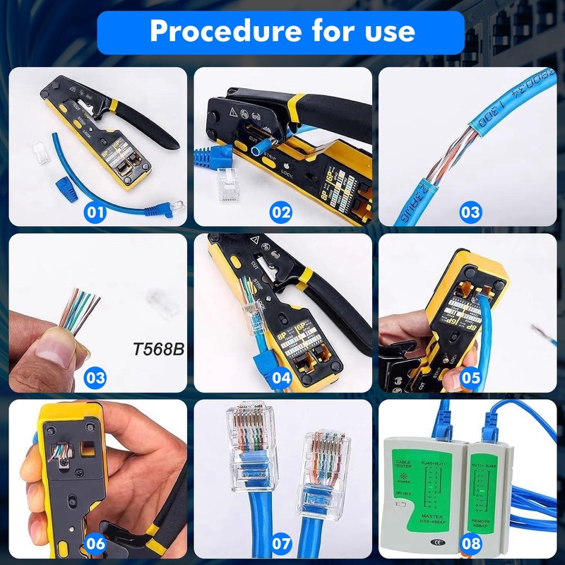 RJ45 Crimp Tool Kit 157PCS, Pass Through Ethernet Crimping Tool,