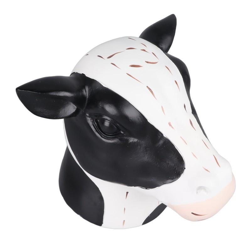Black White Cow Head Wearing Glasses Statues Resin Stable Glasses