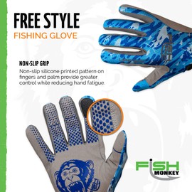 Fish Monkey Free Style Custom Fit Fishing Glove Versatile Protection UPF 50+ Sun Protection Second Skin Fit Non Slip for Men and Women