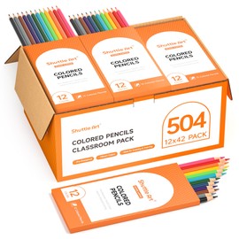 Shuttle Art Shuttle Art 504 Colored Pencils Bulk, 12 Vibrant Colors, Pack of 42, Pre-sharpened Coloring Pencils, Wood Colored Pencil for Kids Teachers, Classroom Essentials, Back to School Supplies