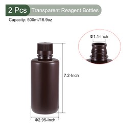 YOKIVE 2 Pcs Chemistry Reagent Bottle, Lab Containers with Small Mouth | Liquid Storage, Great for Laboratory, Stores, Factory (Brown, 16.9-Oz)