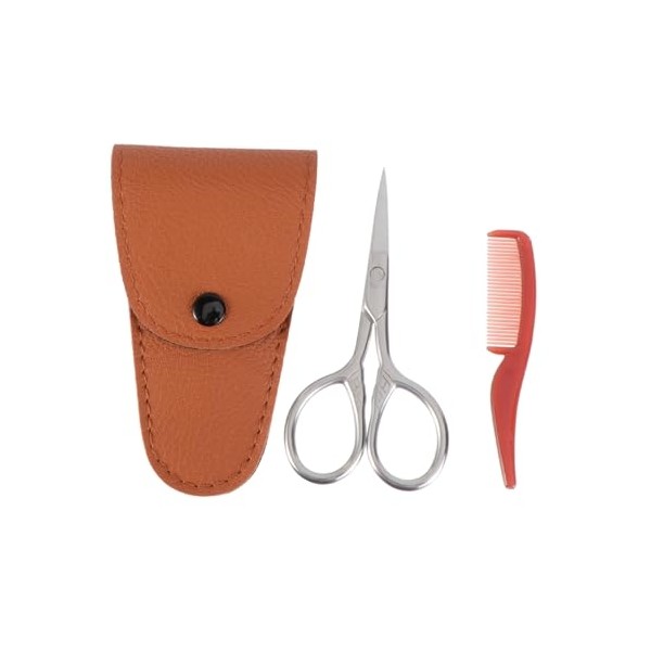SAFIGLE 2pcs Beard and Mustache Trimmer Set Precision Scissors Leather