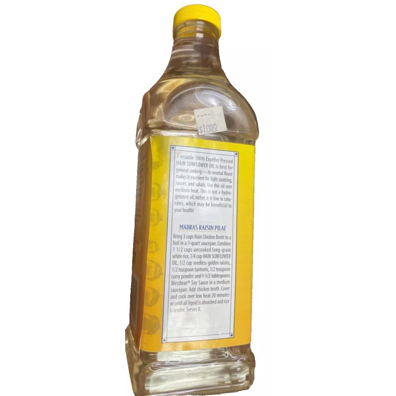 HAIN PUREFOODS 100% Expeller Pressed SUNFLOWER oil 32 Oz