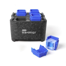 Dexas ice•ology Silicone Clear Ice Maker Tray for Crystal Clear Craft Cocktail Ice, 4 Count Square Cube Tray