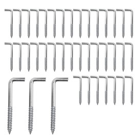 ZHIQIN Pack of 40 M4 Screw Hooks Straight Slot Hook Screw L Hook Steel Hook Screws Straight for DIY Kitchen Cup Garden Flower Basket Bedroom Painting, 40 x 14 mm