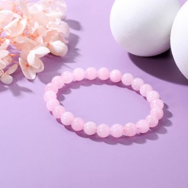 JSDDE Natural Rose Quartz Crystal Bracelet 8mm Healing Crystals Gemstone Beads Stretch Bracelets for Women Gifts
