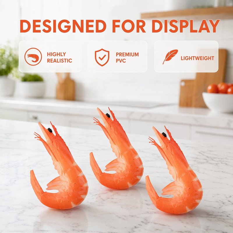 Artificial Shrimp Model 9 Pieces Red PVC 2.95 X 1.77