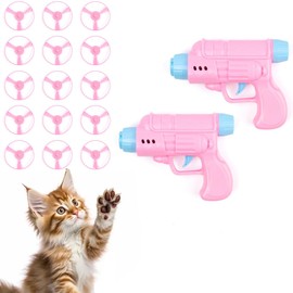 Wagably Colorful Flying Propellers Cat Fetch Toy Set - 17-Piece Interactive Pet Toy for Training, Exercise, and Chasing - Ideal for Indoor and Outdoor Play - Cat Fetch Toy Launcher (Pink)