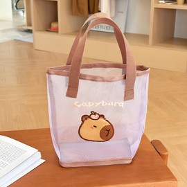 Mesh Swimming Beach Bag Capybara Beach Bag Ribbon 2ea