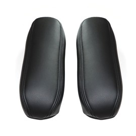 Priprilod 2pcs Black Leather Seat Armrest Cover Compatible with Ford F250 F350 Excursion Lariat 1999 2000 2001 2002 2003 2004 2005 2006 2007(only Leather Part)