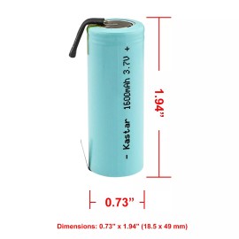 Kastar Kasar NCR18500A 18500 3.7V 1600mAh LI-ION Rechargeable Battery w/ Tabs
