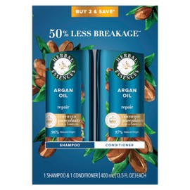 Herbal Essences Champu y acondicionador de aceite de argan sin parabenos, paquete doble, reparacion del cabello, 13.5 onzas liquidas cada uno, con... 