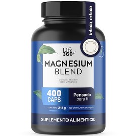 LIFE 360 MAGNESIUM BLENDCon 4 Magnesios Oxido, Glicinato, Gluconato y Citrato de Magnesio  Cpsulas a base de colgeno hidrolizado, magnesio y...       