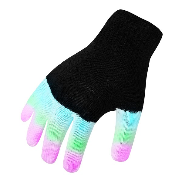 Ultra LED Gloves Light Up Gloves Adults Childrens 7 Years Plus Flashing Disco 1 Pair of Black Gloves 7 Years Plus Fingertip Flashing Gloves Light Up LED Gloves Disco Light Finger Lights Glow Gloves