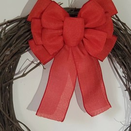 Handmade 8" Red Wired Linen Bow Wedding,Wreath