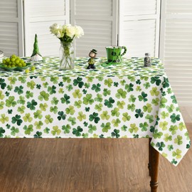 Horaldaily St. Patrick's Day Tablecloth 60×84 Inch Rectangular, Cute Watercolor Lucky Shamrock Washable Seasonal Table Cover for Party Picnic Dinner Decor