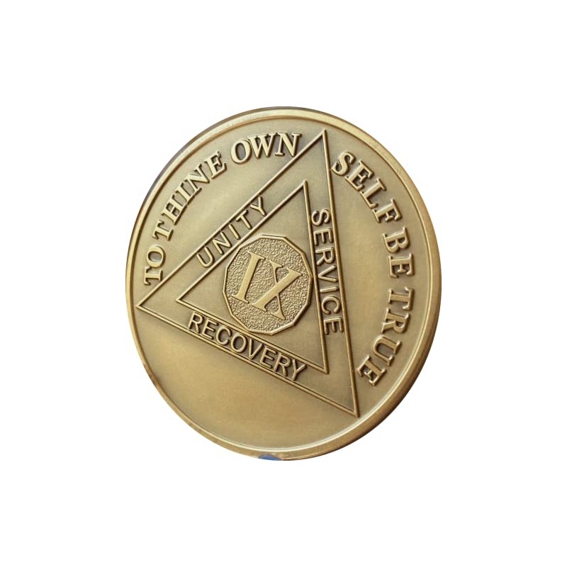 9 Year AA Medallion Premium Bronze Sobriety Chip Serenity Prayer