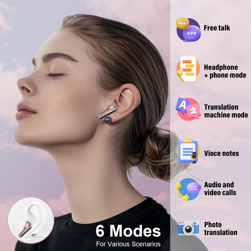 Ai Translation Earbuds Real Time with Audio and Video Calls,