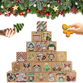 Advent Calendar for Filling Boxes, 24 Pieces Christmas Calendar for Filling Boxes, Small Boxes Advent Calendar, Christmas Calendar Boxes, Decoration for Christmas and Advent (A)